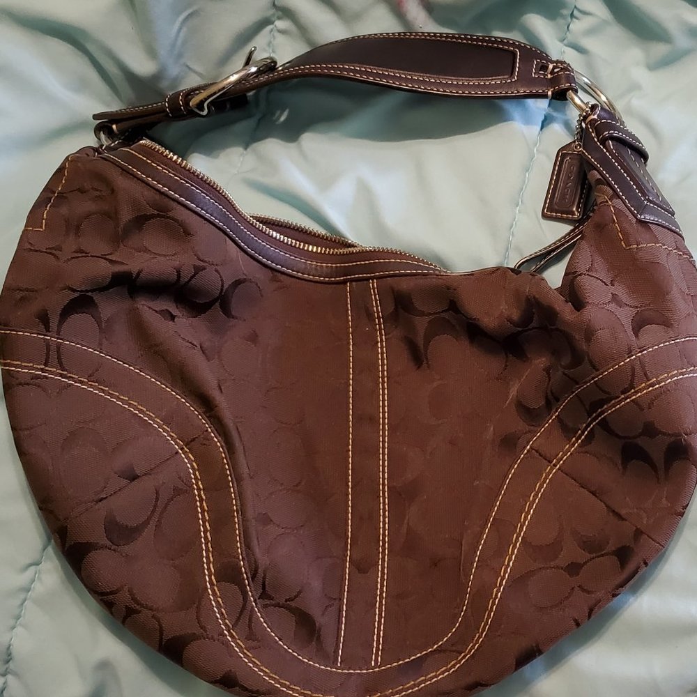 Vintage COACH Brown Monogram Shoulder Bag